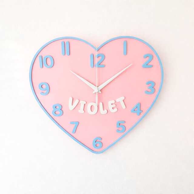 Personalized Heart-Shaped Wall Clock/Children's Bedroom With Name - image 1