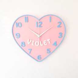 Personalized Heart-Shaped Wall Clock/Children's Bedroom With Name - thumbnail 1