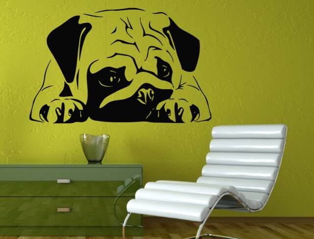 Pug Dog Puppy Laying Down Wall Decal Vinyl Sticker Mural Room Decor L1330 - image 1