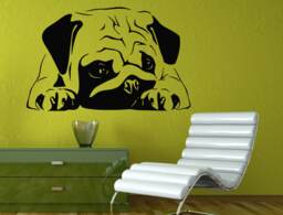 Pug Dog Puppy Laying Down Wall Decal Vinyl Sticker Mural Room Decor L1330 - thumbnail 1
