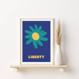 Liberty Flower Art Print Blue Pop Abstract Home Decor - thumbnail 2