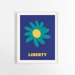 Liberty Flower Art Print Blue Pop Abstract Home Decor - thumbnail 1