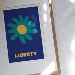 Liberty Flower Art Print Blue Pop Abstract Home Decor - thumbnail 3
