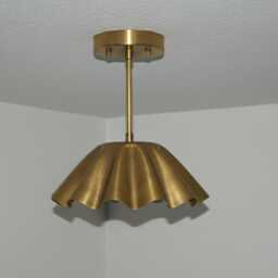 Mid Century Brass Semi-Flush Mount Ceiling Light Handmade Geometric Pendant Lamp Vintage Style