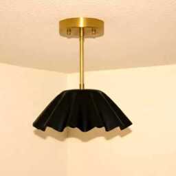 Mid Century Brass Semi-Flush Mount Ceiling Light Handmade Geometric Pendant Lamp Vintage Style - thumbnail 2