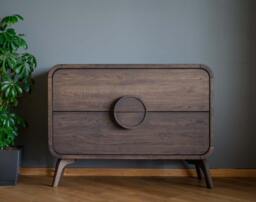 Solid Oak Mid Century Dresser, 2-Drawer Bedroom Storage