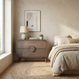 Solid Oak Mid Century Dresser, 2-Drawer Bedroom Storage - thumbnail 3