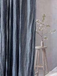 Blue Jeans Linen Curtain Panel, Denim Melange Curtains, Soft & Relaxed Drop in Blue Other - thumbnail 1