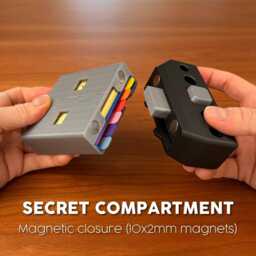 Usb Sticky Note Holder Desk Organizer, 3D Printed Post It Dispenser With Stencils & Hidden Storage - thumbnail 3