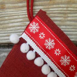 Set Of 3 Christmas Stocking Gift Decor Holiday Personalized Burlap Ornament - thumbnail 3