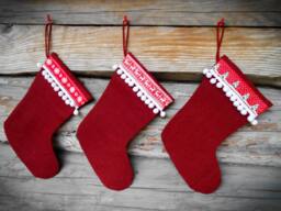 Set Of 3 Christmas Stocking Gift Decor Holiday Personalized Burlap Ornament