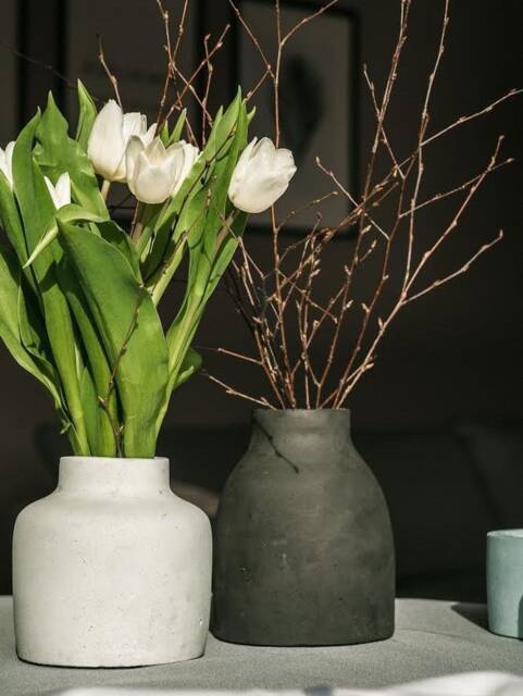 Large Minimal Concrete Vase, A Statement Piece For The Home & Perfect Dried Or Real Flowers - image 1