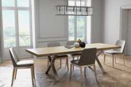 Solid Oak Dining Table With X Frame Legs - Hardwood Industrial Rustic Handmade Kitchen 077