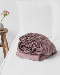 Woodrose Linen Fitted Sheet - Dusty Pink Bedding Queen King Deep Pocket Bed Soft Stonewashed Moisture Wicking Oeko - thumbnail 1