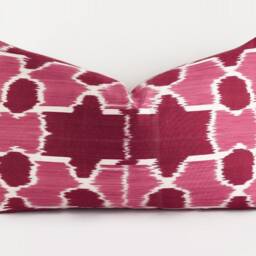 Handwoven Silk Luxury Pink Red Chevron Ikat Pillow Cover Pillows Throw Accent Couch Decorative For - thumbnail 2