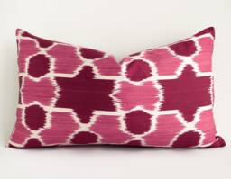 Handwoven Silk Luxury Pink Red Chevron Ikat Pillow Cover Pillows Throw Accent Couch Decorative For