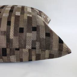Brown & Beige Striped Chenille Throw Pillow Cover Upholstery Fabric Pillowcase Square Lumbar - thumbnail 3