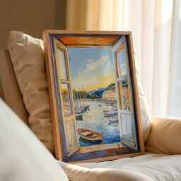 Open Window Henri Matisse Print, Style Fauvism Painting, Mediterranean Harbour, Boats At Sunset, Coastal Art, French Riviera - thumbnail 3