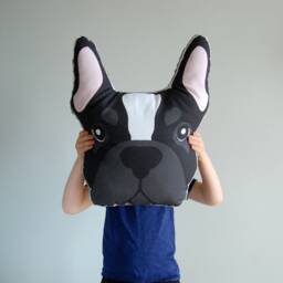 Printed Black & White Frenchie Pillow/French Bulldog Svg Design/Frenchie Mom Gift/French Pillow/Dog Pillow/Animal Plush/stuffed Toy - thumbnail 1