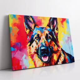 Colorful German Shepherd Dog Pet Abstract Modern Oil Painting Wall Art Framed Canvas Poster Print Home Kitchen Living Room Decor Gift - thumbnail 2