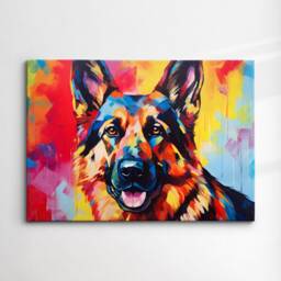 Colorful German Shepherd Dog Pet Abstract Modern Oil Painting Wall Art Framed Canvas Poster Print Home Kitchen Living Room Decor Gift - thumbnail 3