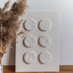 Boho Wall Art. Japandi Home Decor. Wall Sculpture Made Of Plaster & Paper Mache Wabi Sabi Style. Geometric 3D Relief For Organic Interior - thumbnail 3