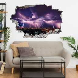 Thunderstorm Lightning Over City Wall Decal Sticker Mural Poster Print Art Home Office Decor Cf29 - thumbnail 2