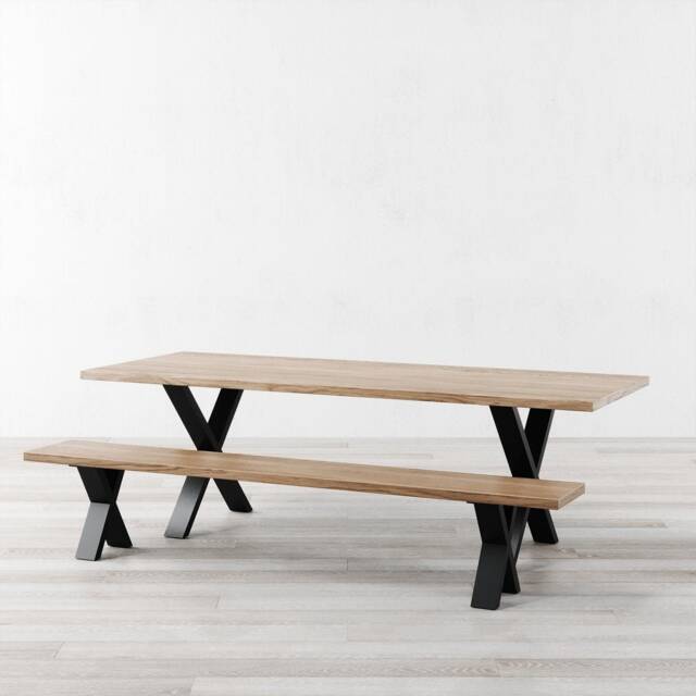 Salford Natural Oak Wooden Industrial Dining Table Rustic Farmhouse - image 1