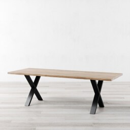 Salford Natural Oak Wooden Industrial Dining Table Rustic Farmhouse - thumbnail 4