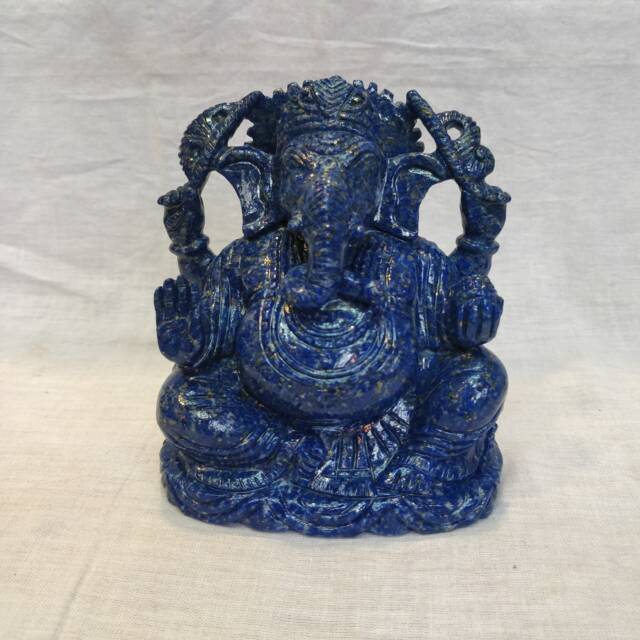 Lapis Lazuli Ganesha Statue, Handcarved Lord Ganesh Gemstone Figurine, Spiritual Home Decor Altar Gift - image 1
