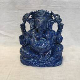Lapis Lazuli Ganesha Statue, Handcarved Lord Ganesh Gemstone Figurine, Spiritual Home Decor Altar Gift - thumbnail 1