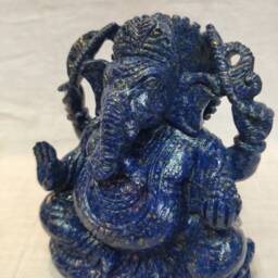 Lapis Lazuli Ganesha Statue, Handcarved Lord Ganesh Gemstone Figurine, Spiritual Home Decor Altar Gift - thumbnail 3