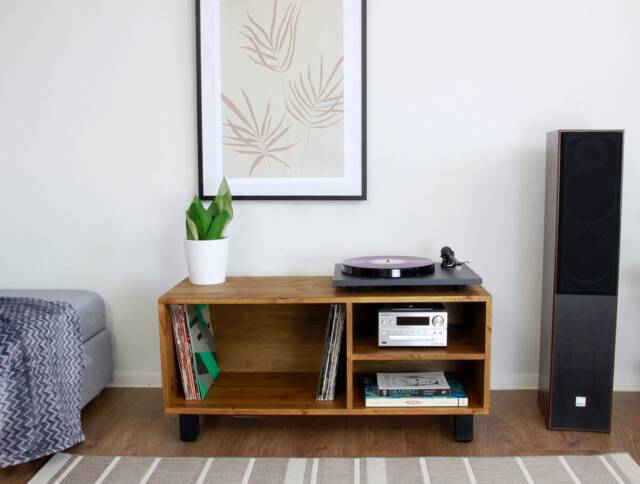 Handmade Solid Wood Record Player Stand Vinyl Storage Sideboard - image 1