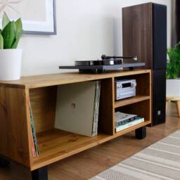 Handmade Solid Wood Record Player Stand Vinyl Storage Sideboard - thumbnail 3