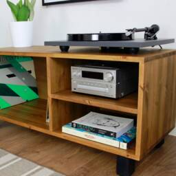 Handmade Solid Wood Record Player Stand Vinyl Storage Sideboard - thumbnail 2