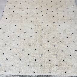 Authentic Black Dotted Moroccan Rug - Beni Ourain Berber Floor Seating Carpet Bohemian 100% Hand Woven Wool - thumbnail 3