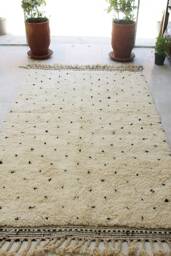 Authentic Black Dotted Moroccan Rug - Beni Ourain Berber Floor Seating Carpet Bohemian 100% Hand Woven Wool - thumbnail 1