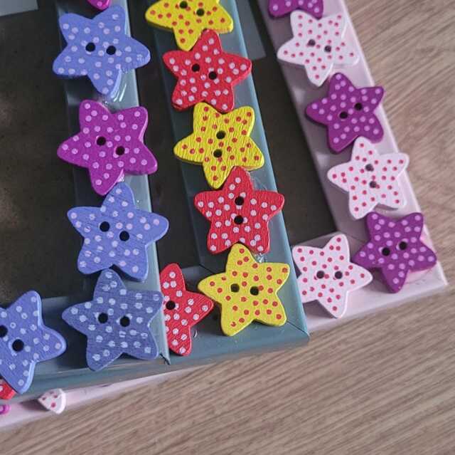 Colourful Wooden Polka Dot Star Shaped Button Photo Frame 4 X 6 Inches - image 1