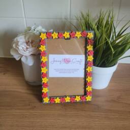 Colourful Wooden Polka Dot Star Shaped Button Photo Frame 4 X 6 Inches - thumbnail 2
