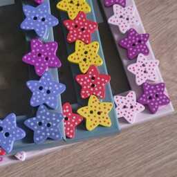 Colourful Wooden Polka Dot Star Shaped Button Photo Frame 4 X 6 Inches