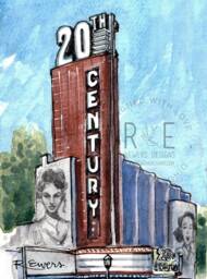 20Th Century Theater Watercolor Print, Cincinnati, Ohio, Oakley, Cincinnati Art - thumbnail 1