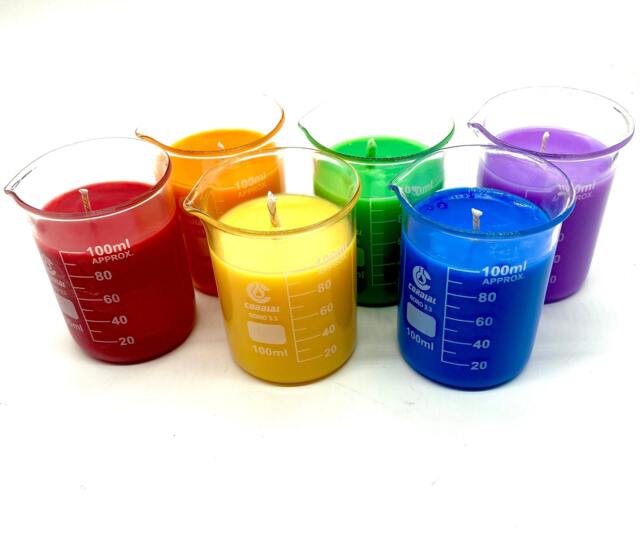 Lab Beaker Candle Soy Wax Gift Set, Rainbow Science Candles, Scientist Gifts, Home Decor, Chemistry, Biology, Vegan, Nerdy Candles - image 1