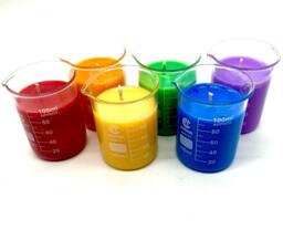 Lab Beaker Candle Soy Wax Gift Set, Rainbow Science Candles, Scientist Gifts, Home Decor, Chemistry, Biology, Vegan, Nerdy Candles