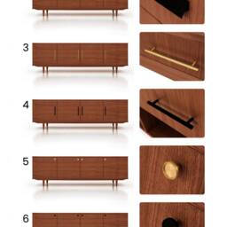 Mid-Century Sideboard, Dresser, Commode, Credenza Made Of Oak Veneer - Teak Colour Livlo T-S08 - thumbnail 3