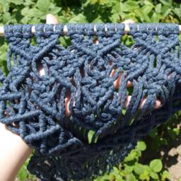 "Dark Blue Macrame Wall Hanging Cotton Entryway Decor - 15"" X 27" - thumbnail 4