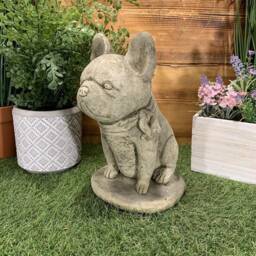 Stone Garden Sitting French Bulldog Frenchie Dog Puppy Gift Ornament Statue - thumbnail 3