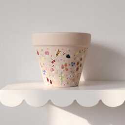 Garden Whimsy Planter - Terracotta Hand Painted Planter- Botanical