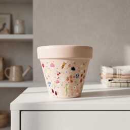 Garden Whimsy Planter - Terracotta Hand Painted Planter- Botanical - thumbnail 2
