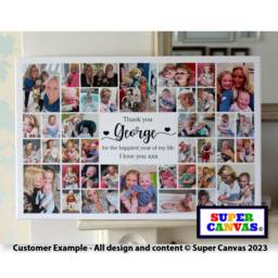 First 1st Birthday Personalised Custom 40 Picture Photo Collage Party Display Framed Canvas Print Son Daughter Grandchild Gift - thumbnail 1
