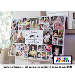First 1st Birthday Personalised Custom 40 Picture Photo Collage Party Display Framed Canvas Print Son Daughter Grandchild Gift - thumbnail 3